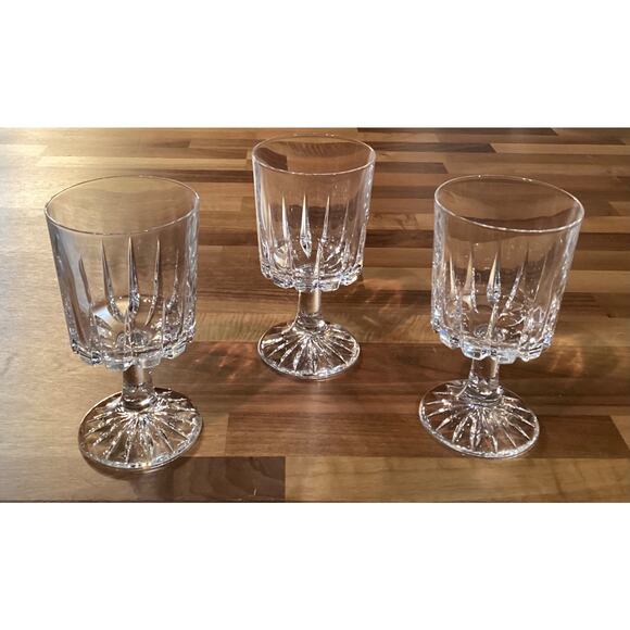 Vintage 6”Royal Crystal Rock RCR Zeus Wine Goblets Glasses Vertical Cut Set Of 3 - Picture 5 of 10